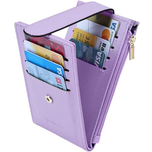 Chelmon Women's RFID Slim Card Holder Wallet | Thin Bifold Multi Card Case with Zipper Coin Pocket Purse for Women(Light Purple) - color: Light Purple