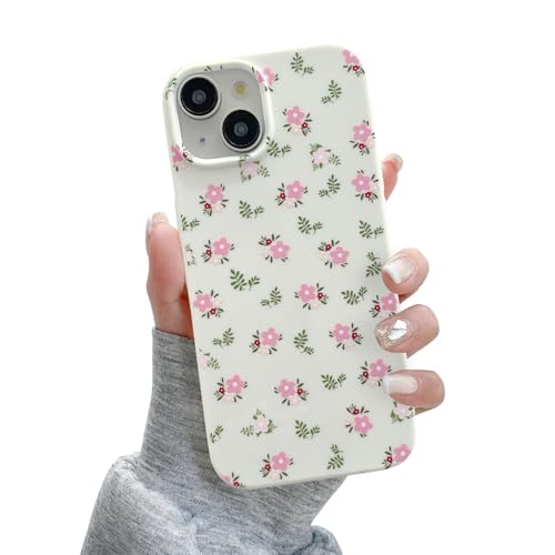 QLTYPRI for iPhone 13 Case Cute Pink Floral Flower, Pink White | Cute Flower Pattern Aesthetic Phone Case,Raised Camera Protection,Slim Soft TPU Shockproof Protective Cover for Girls Women - color: Pink White, size: iPhone 13