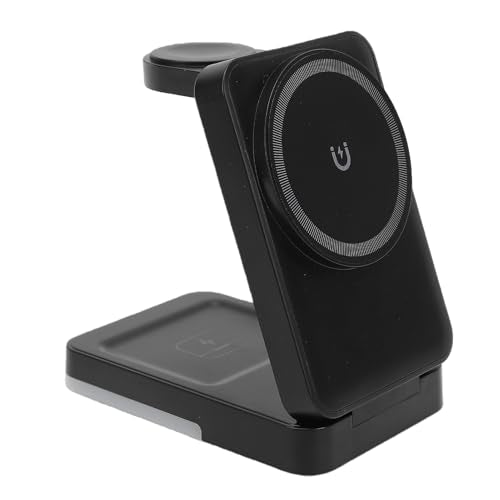 Wireless Charger Stand 3 in 1, Foldable Fast Charging Station 15W, Portable Wireless Charging Pad for Phone Watch Earphone Black - color: Black