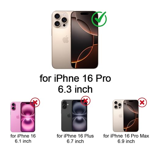 ULAK Compatible with iPhone 16 Pro Wallet Case Card Holder, Black Flower | [RFID Blocking] PU Leather Case with Kickstand Card Slots Wrist Strap, Durable Shockproof Protective Cover 6.3 Inch - color: Black, size: iPhone 16 Pro - 6.3 inch