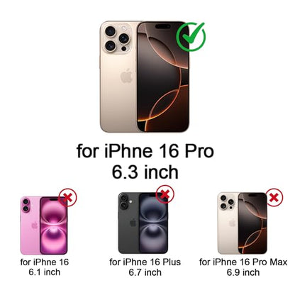 ULAK Compatible with iPhone 16 Pro Wallet Case Card Holder, Black Flower | [RFID Blocking] PU Leather Case with Kickstand Card Slots Wrist Strap, Durable Shockproof Protective Cover 6.3 Inch - color: Black, size: iPhone 16 Pro - 6.3 inch
