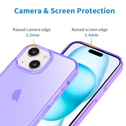 JJGoo Compatible with iPhone 15 Plus Case Clear, Soft Clear TPU Phone Cases, Shockproof Transparent Bumper Cover Slim Thin Phone Case, Translucent Purple - color: Purple