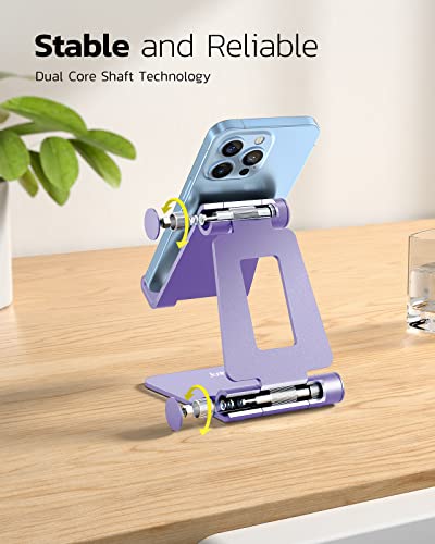 Nulaxy Full Aluminum Dual Folding Cell Phone Stand for Desk, Purple - color: E-Purple