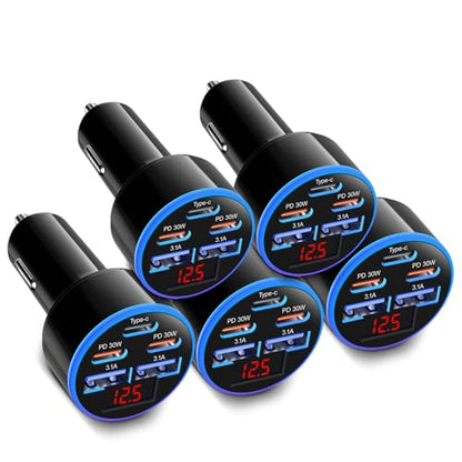 5-Pack USB C Car Charger 90W, OKRAY 5-Port Dual PD30W Super Fast Charging - size: 5 Pack
