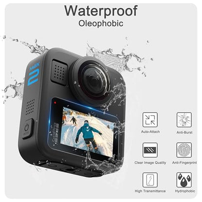 FiTSTILL Tempered Glass Screen Protector for Go Pro MAX2/MAX360 2025/MAX Fusion(2019),Scratch Resistant LCD Tempered Glass Film 9H Hardness Guard Touch Sensitive Easy Installation Accessory - size: For Go Pro max 2/2019/2025