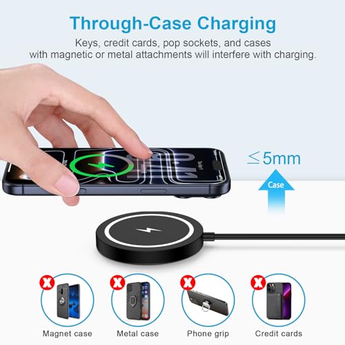 Magnetic Wireless Charger, 15W USB-C/A Fast Wireless Charging Pad Samsung