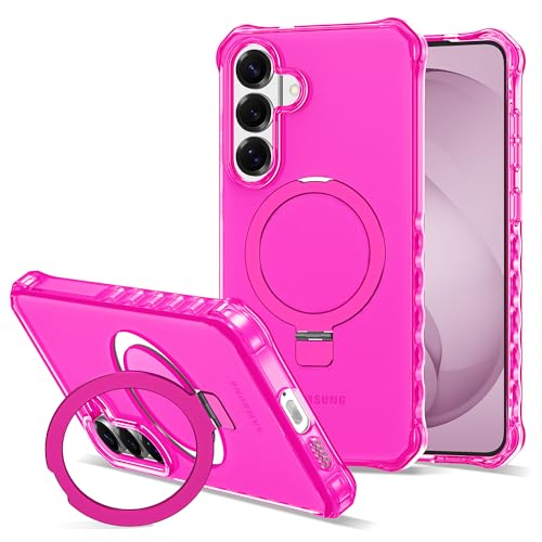 Compatible with Samsung Galaxy S26 Plus Case 6.7'' Cute Wavy Frame with Magnetic Stand [Compatible with Mag-Safe] Military-Grade Translucent Phone Case for S26 Plus, Hot Pink - color: Hot Pink, size: Samsung Galaxy S26 Plus