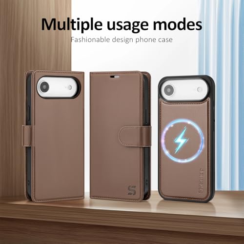 Shieldtop Compatible with MagSafe iPhone 17 Air Wallet Case,Coffee | 2 in 1 Detachable Magnetic,Credit Card Holder Slots,RFID Blocking,PU Leather,Kickstand,Flip Folio Phone Cover for Men & Women - color: Coffee, size: iPhone 17 Air - 6.6"