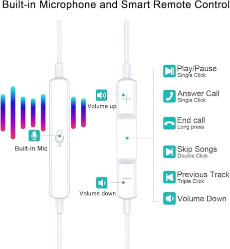 Wired Headphones for iPhone Earbuds with Lightning Connector,2 Packs Built-in Mic & Volume Control HiFi Stereo Nosie Reduction Earphones Compatible with iPhone 14/13/12/11/XR/XS/X/8/7 Support All iOS - size: Lightning