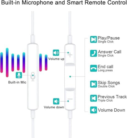 Wired Headphones for iPhone Earbuds with Lightning Connector,2 Packs Built-in Mic & Volume Control HiFi Stereo Nosie Reduction Earphones Compatible with iPhone 14/13/12/11/XR/XS/X/8/7 Support All iOS - size: Lightning