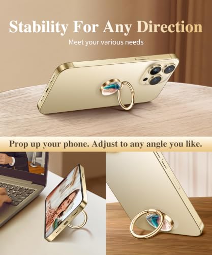 GVIEWIN Marble Cell Phone Ring Holder, Metal Kickstand Grip 360° Rotation - color: B-Drift Sand/Brown