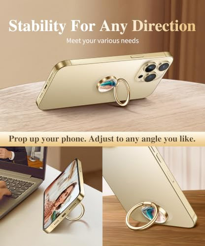 GVIEWIN Marble Cell Phone Ring Holder, Metal Kickstand Grip 360° Rotation - color: B-Drift Sand/Brown
