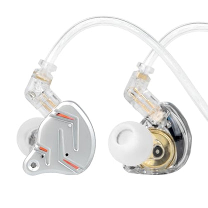 2026 Latest KZ ZST PRO X in Ear Monitor Headphones, 1BA 1DD Hybrid Driver Wired Gaming Earbuds, Deep Bass Sound Wired Ear Buds, HiFi IEM for Gaming Music Singer Musician Drummer (Without mic, Silver) - color: Silver, style: without mic