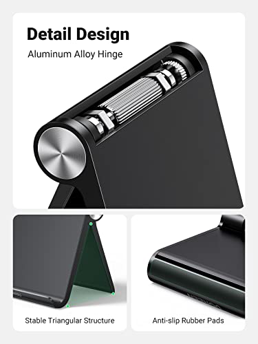 UGREEN Tablet Stand Holder Adjustable Portable Desktop Dock Office Compatible with iPad Pro 11 9.7 10.5 Air Mini 5 4 3 2 iPhone 17 16 15 14 13 12 Black - color: Black