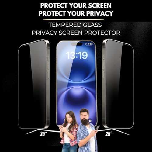 Su Iphone 15/16 Privacy Tempered Glass 3 Pack, 9H Anti-Spy Screen - color: Privacy (Set of 3), size: iPhone 15 & iPhone 16