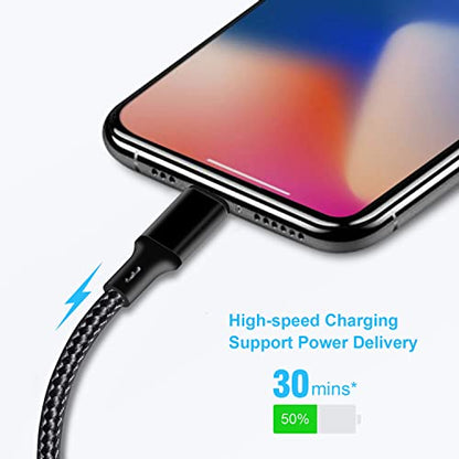 cugunu USB C to Lightning Cable, 5 Pack PD Fast iPhone Charger Cord (Black) - color: Black, style: USB-C to L