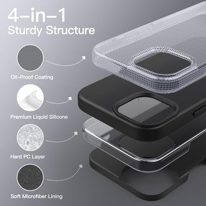 JETech Silicone Case for iPhone 15, Black | Silky Soft Touch, Shockproof Protection, Scratch Resistant, Microfiber Lining - color: Black, size: iPhone 15