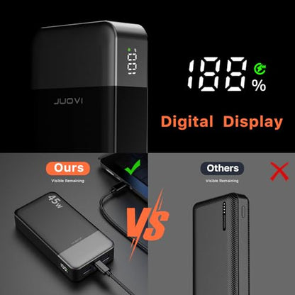 JUOVI Power Bank 45W 20000mAh Portable Charger - color: Black