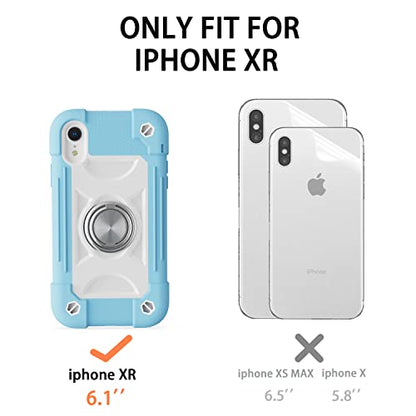 MARKILL Compatible with iPhone XR Case 6.1 Inch with Ring Stand, Heavy-Duty Military Grade Shockproof Phone Cover for iPhone XR 6.1. - color: Ice Blue, size: iPhone XR 6.1"