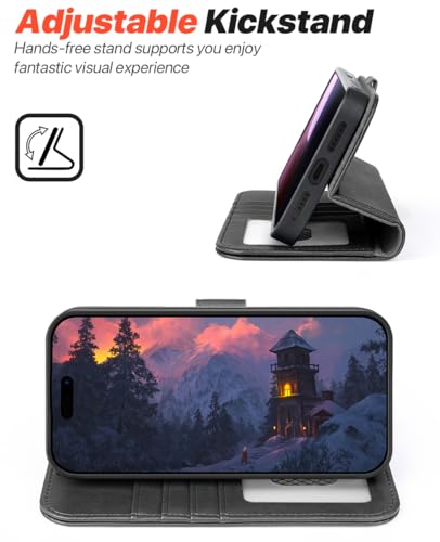 OCASE for iPhone 16 Plus Case Detachable Wallet Case with Card Holder, 2 in 1 Pu Leather Flip Folio with RFID Blocking Stand Wrist Strap Shockproof Phone Cover 6.7 Inch 2024, Graphite - color: Graphite, size: iPhone 16 Plus