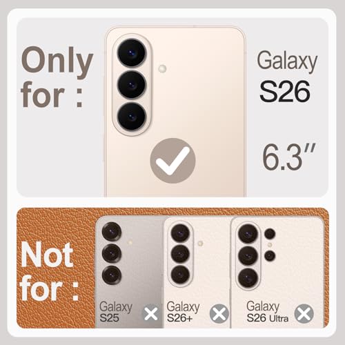 JETech Vegan Leather Case for Samsung Galaxy S26, Brown | Compatible with MagSafe, Anti-Slip Grip Phone Cover, Metal Button, Soft Microfiber Lining - color: Brown, size: Galaxy S26