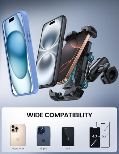 Lamicall Motorcycle Phone Mount Holder with Dual Vibration Dampener - color: Blue
