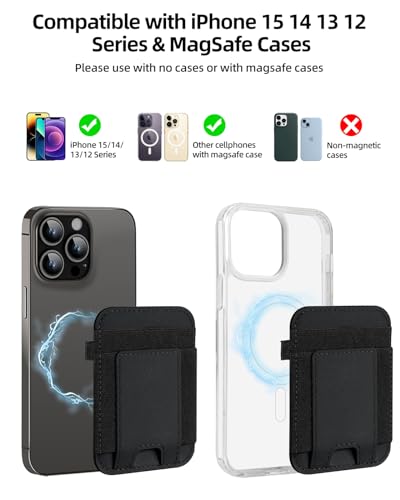 For Magsafe Wallet, 7 Card Holder, RFID Blocking, Strongest Magnet | Magnetic Wallet for iPhone 17/16/15/14/13/12 Series, for Magsafe Card Holder with 2 Card Slots, Vegan Leather, Slim, Black - color: Black