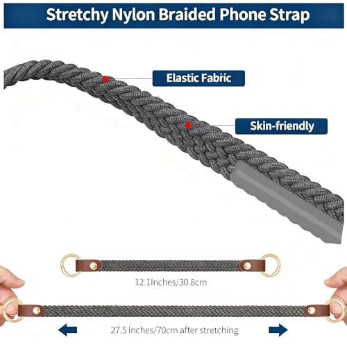 Hovmwey Stretchy Phone Lanyard Tether, 2 Pack Phone Leash Anti-theft Phone Strap for Anti-drop Outdoor Hiking Cycling Climbing Universal for Most Cell Phones, Space Gray - color: Space Gray