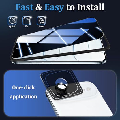 (3+2 Pack) 360° Privacy Screen Protector for iPhone 17 Air 【4 Way Anti Spy】 + Camera Lens Protector,9H Shatterproof, Anti-Peep,Bubble-Free, Case Friendly Easy Installation Frame Included - size: iPhone 17 Air