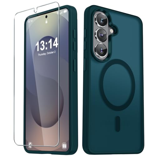 YENAPOON for Samsung Galaxy S26 Case, Matte Magnetic Phone Cover, Blue | Fit for MagSafe, Screen Protector included, Shockproof Military Grade Protection, Translucent Frosted Back - color: Blue, size: For Galaxy S26