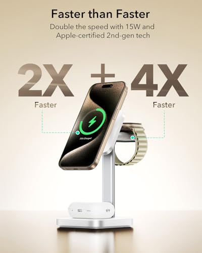 ESR 3 in 1 Wireless Charging Station, for Magsafe Charger Stand - color: White