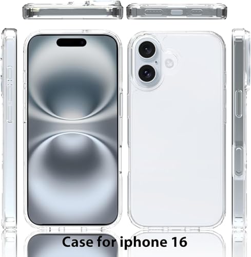 for iPhone 16 Case Clear, Non-Yellowing, Compatible with MagSafe, Military-Grade Protective Case, Shockproof Slim Phone Case for iPhone 16 Transparent 6.1 Inch, Crystal Clear
