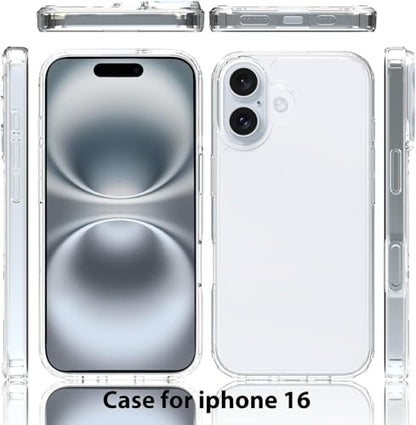 for iPhone 16 Case Clear, Non-Yellowing, Compatible with MagSafe, Military-Grade Protective Case, Shockproof Slim Phone Case for iPhone 16 Transparent 6.1 Inch, Crystal Clear