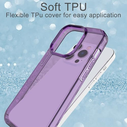 Phone Case for iPhone 14 Pro Clear, [Crystal Clear][Non-Yellowing] Slim Shockproof Reinforced Drop Protective Flexible TPU Back Cover Phone Case for iPhone 14 Pro Protective Case(Purple) - color: Purple