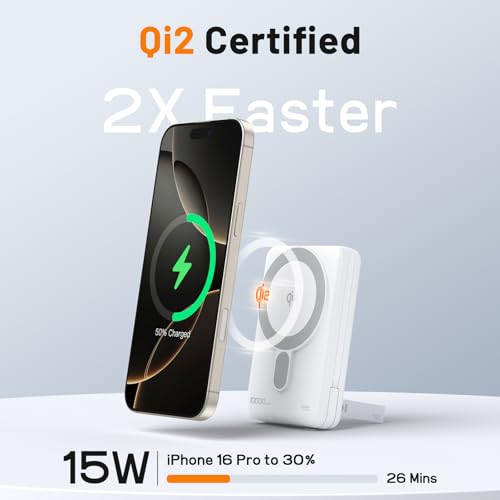 MagSafe Portable Charger 10000mAh PD 20W Fast Charging Magnetic Power Bank - color: White