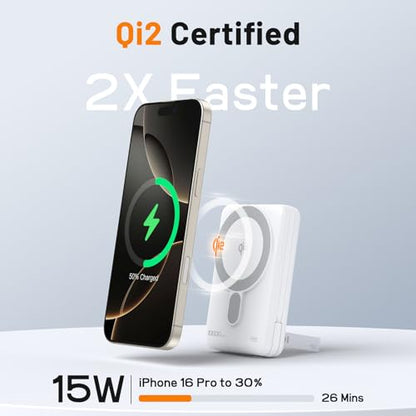 MagSafe Portable Charger 10000mAh PD 20W Fast Charging Magnetic Power Bank - color: White