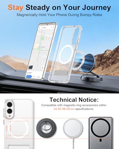 For Samsung Galaxy S26 Ultra Case with Stand MagSafe Crystal Clear Magnetic | Protective Android Phone Case, Slim Drop Protection, Built-in Kickstand for Galaxy S26 Ultra 5G Transparent Cover Phonecase