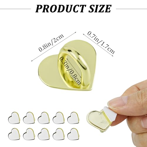 10pcs Heart Phone Charm Holder Metal Phone Finger Grip Hook - color: Gold