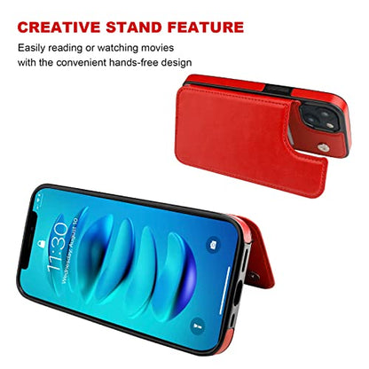 ONETOP for iPhone 14 Wallet Case with Credit Card Holder,Red - color: Red