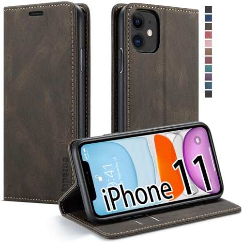 japezop Compatible with iPhone 11 Case,iPhone 11 Case Wallet with[RFID Blocking] Card Holder Kickstand, Leather Flip Wallet Case for iPhone 11 6.1 inch(Coffee) - color: Coffee, size: iPhone 11 6.1 Inch