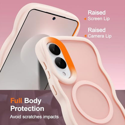 UEEBAI Magnetic for Samsung Galaxy S25 Edge Case, Compatible with MagSafe, Transparent Clear Wave Frame Design Soft Edge Cover Matte Shockproof Phone Case- Pink - color: Pink, size: Samsung Galaxy S25 Edge 5G
