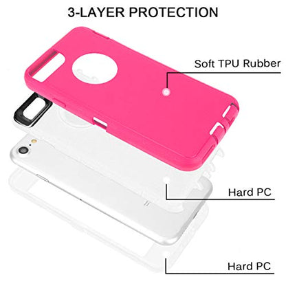 MAXCURY with iPhone 6 Case iPhone 6s Case Heavy Duty Shockproof Series Case for iPhone 6/6S (4.7")-V2 with Built-in Screen Protector Compatible with All US Carriers - Rose/White - color: Rose/White
