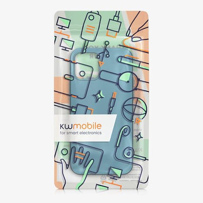 kwmobile Case Compatible with Apple iPhone 12 / iPhone 12 Pro Case - Soft Slim Metallic TPU Silicone Cover - Metallic Caribbean Blue - color: Metallic Caribbean Blue