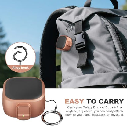 for Samsung Galaxy Buds 4 Pro/Buds 4 Case (2026) with Secure Safety Lock Clip,Shockproof Scratch-Resistant Hybrid PC+TPU Soft Shell Protective Cover Accessories with Carabiner&Cleaning Pen(Gold) - color: Gold Edge-Black