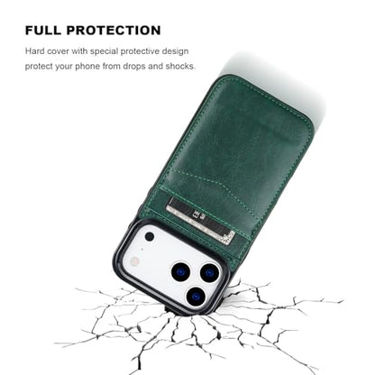 KIHUWEY for iPhone 17 Pro Max Wallet Case Card Holder Kickstand, Dark Green | Credit Card Slots, PU Leather, Magnetic Clasp, Flip Heavy Duty Protection Cover for Men - color: Dark Green
