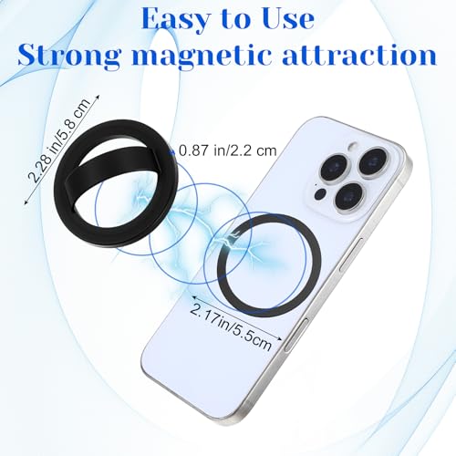 Magnetic Silicone Ring Grip Phone Holder Rotating Finger Loop Ring Grips Holder Soft Portable Magnetic Phones Loops Removable Silicone Loop Grip Compatible with Phone Case Back of Phones