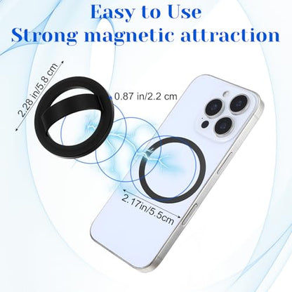 Magnetic Silicone Ring Grip Phone Holder Rotating Finger Loop Ring Grips Holder Soft Portable Magnetic Phones Loops Removable Silicone Loop Grip Compatible with Phone Case Back of Phones
