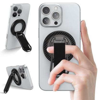 Magnetic Phone Grip for Samsung S26 Ultra S25 S24 Ultra MagSafe Kickstand - color: Black