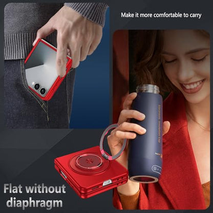 Magnetic Case for Samsung Galaxy Z Flip 7, [Compatible with MagSafe] Shockproof Slim fit Samsung Z Flip 7 Phone Case with Magnetic Ring Kickstand, Red - color: Red, size: Samsung Galaxy Z Flip 7