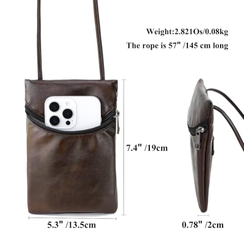 Small Crossbody Women Cell Phone Purse Wallet Bag With Shoulder Strap - color: Coffeebrown/Pull-up-pvc